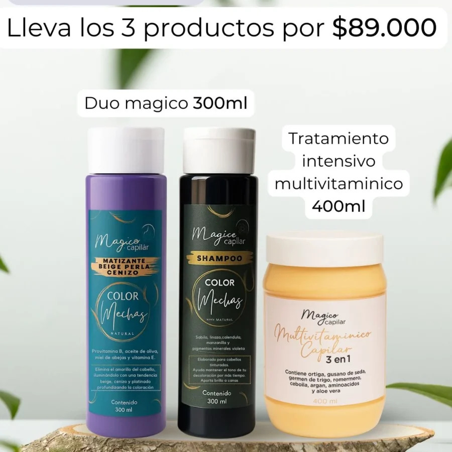 Promocion x3 Champu color Matizante y multivitaminico